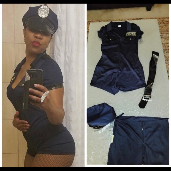 Blue female Police officer Halloween Costume - Picture 6 of 9